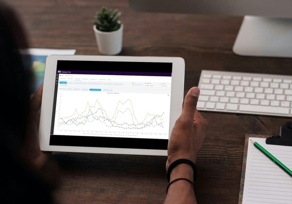 Graph being looked at on a tablet